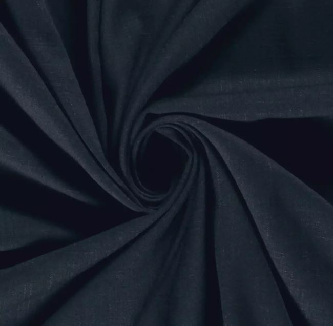 Viscose elastic fabric in dark blue with a linen look 21139/008