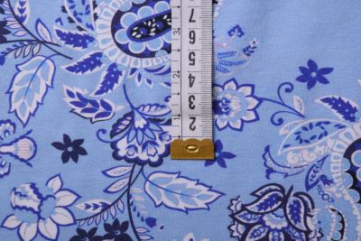 Viscose knitwear in blue color with folkloric flower print 23740 (3)