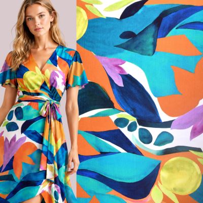 Viscose knit with colorful abstract print MI19330/003