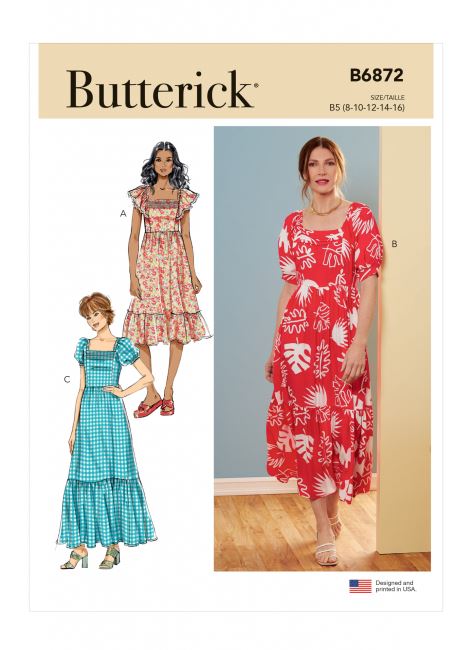 Butterick Cut Women's Pleated Dress Size 34-42 B6872-B5