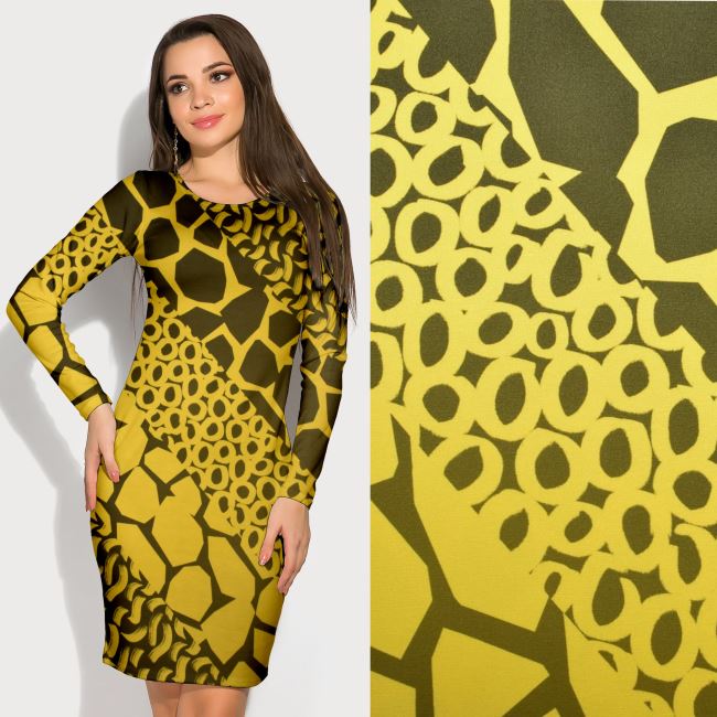 Costume knit in dark yellow with an abstract print MI57065/001