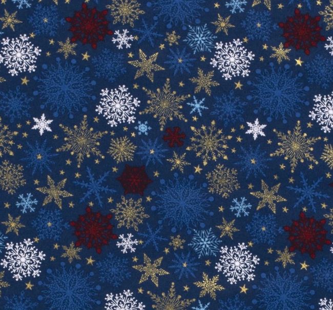 Christmas cotton fabric in blue with a snowflake print 18714/008