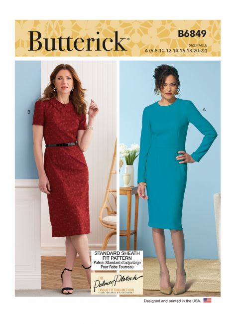 Butterick cut for women's dresses in sizes 32-48 B6849-A