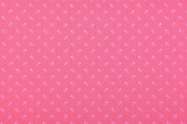 Cotton glossy canvas in coral color with flowers TM2001-053