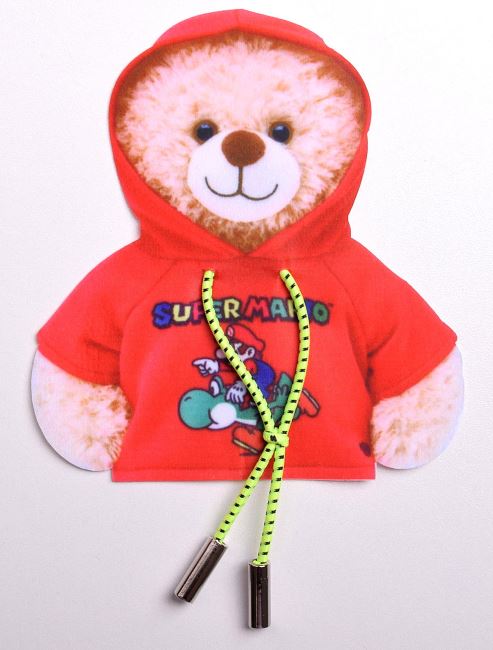 Patch in red color in the shape of a teddy bear FU001