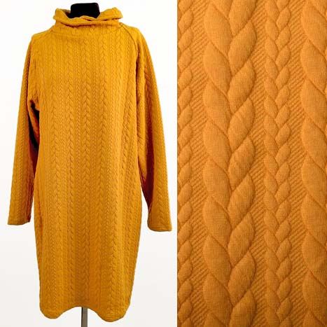 Knitted in ocher color with braids 13423/580