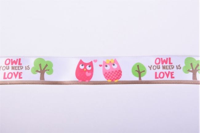 Ribbon with print of owls 10758