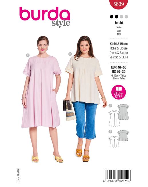 Cut for women's dress and T-shirt in size 46-56 5639